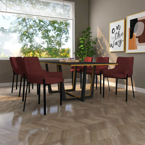 Dining Chairs 6 pcs Wine Fabric