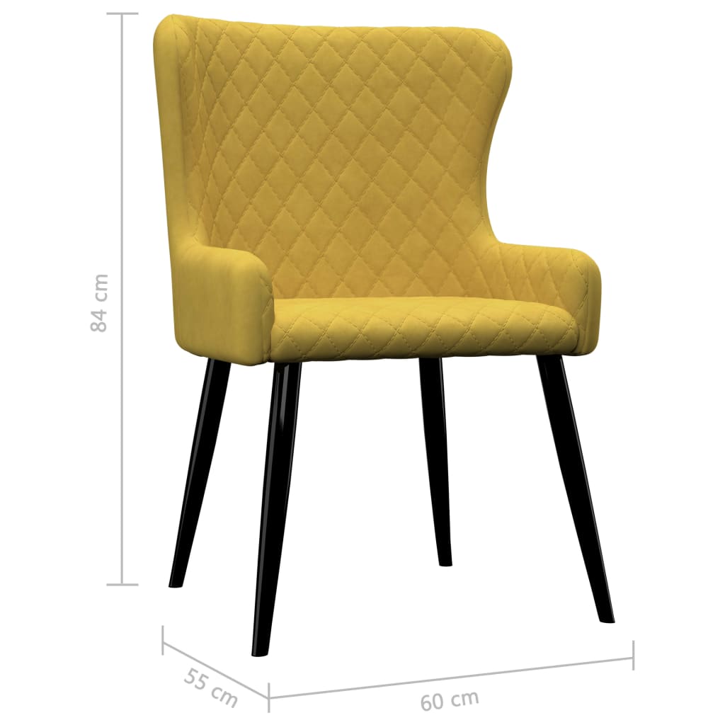 Dining Chairs 6 pcs Yellow Velvet