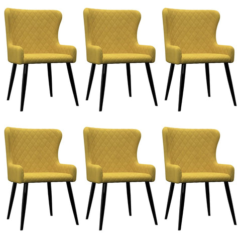 Dining Chairs 6 pcs Yellow Velvet