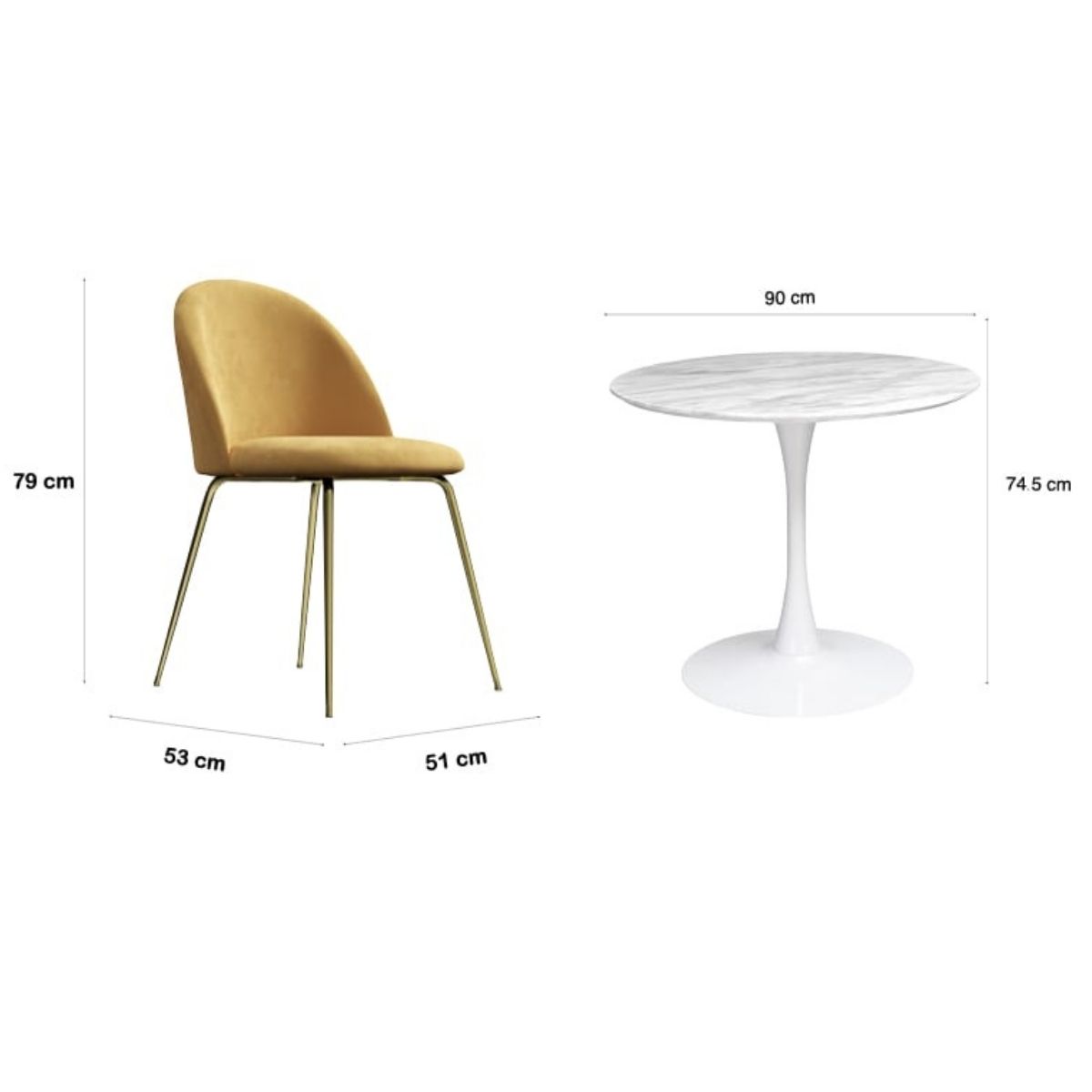 Dining Dining Set Table and Chairs 5 Piece White