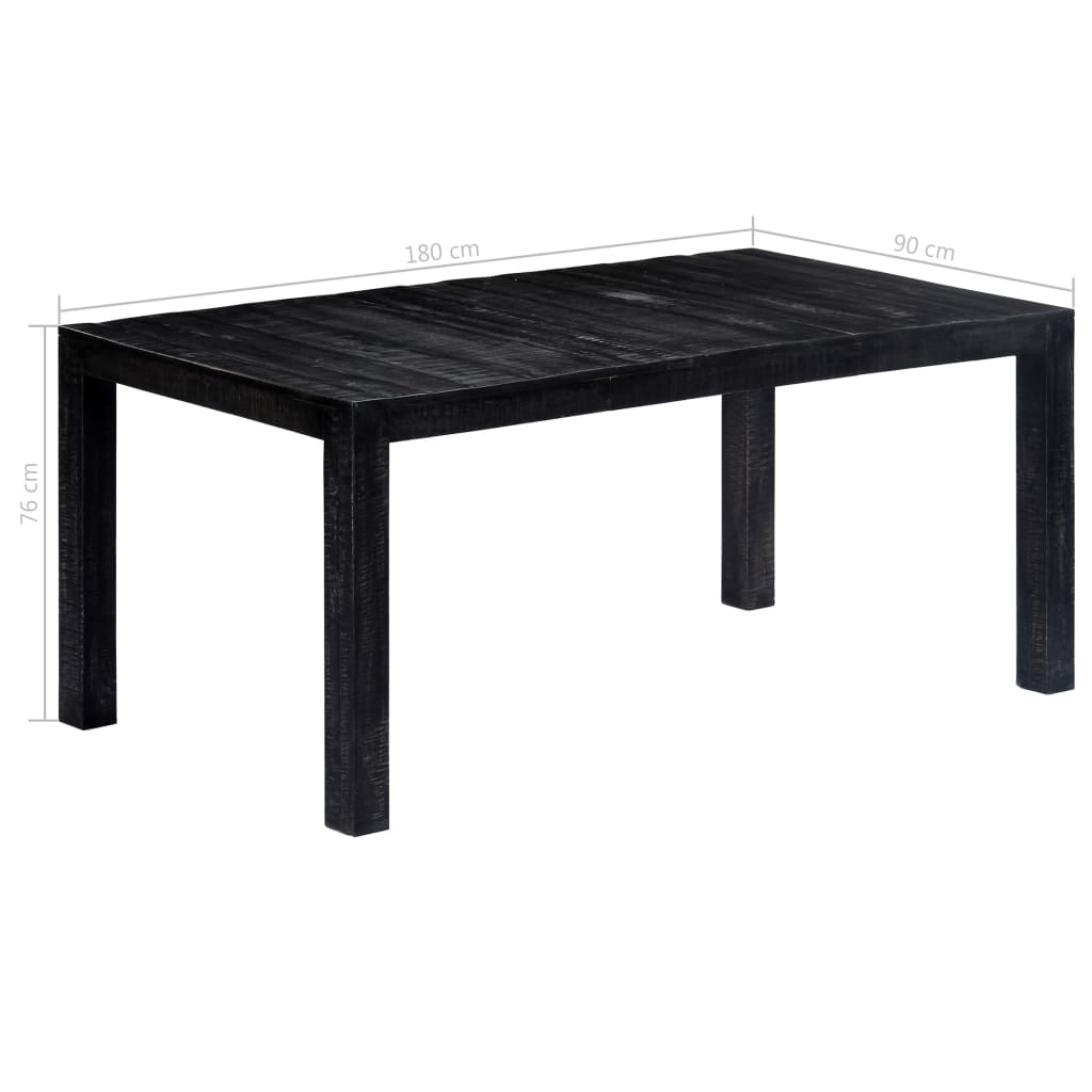 Dining Table Black 180x90x76 cm Solid Mango Wood