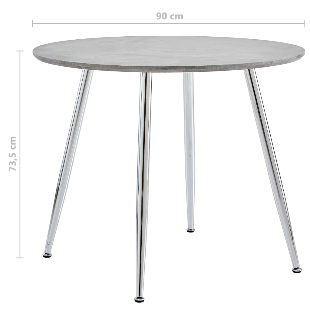 Dining Table Concrete and Silver 90x73.5 cm MDF