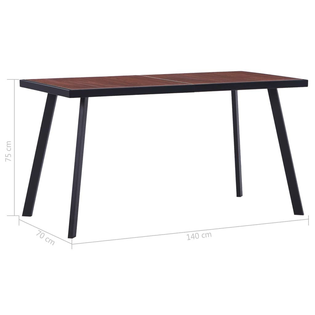 Dining Table Dark Wood and Black 140x70x75 cm MDF