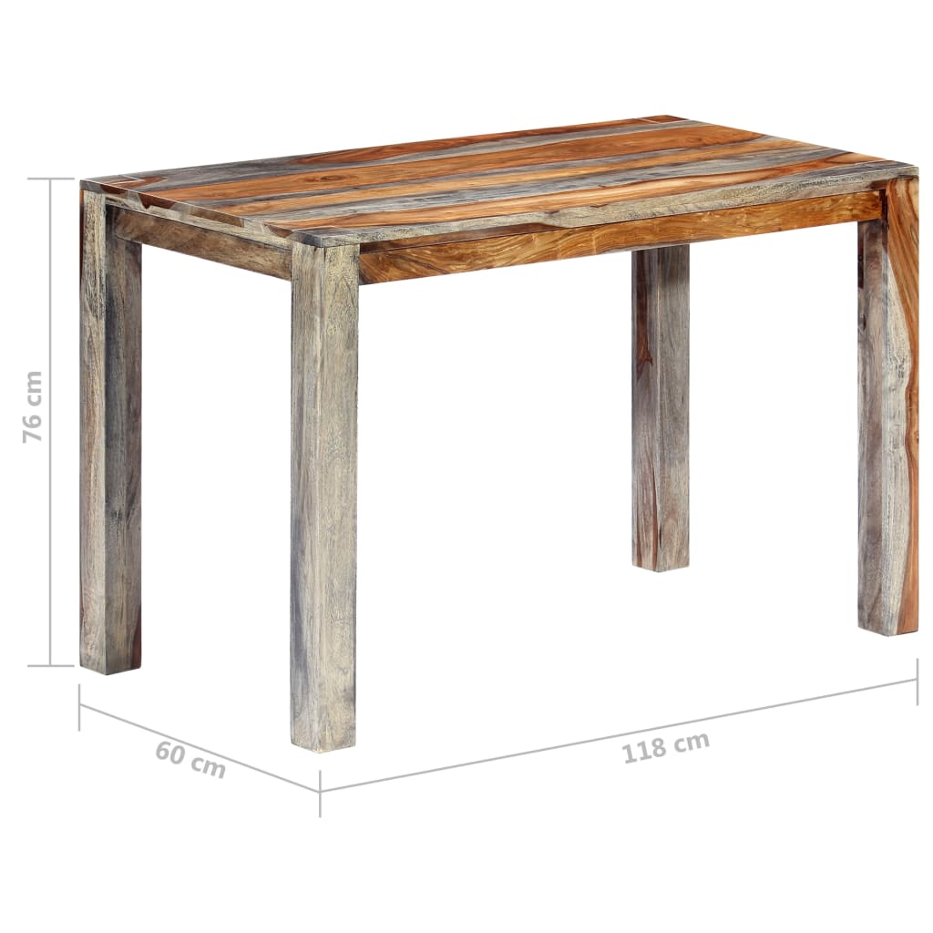 Dining Table Grey 118x60x76 cm Solid Sheesham Wood