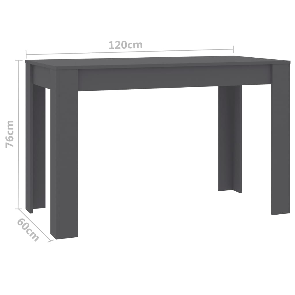 Dining Table Grey 120x60x76 cm Chipboard