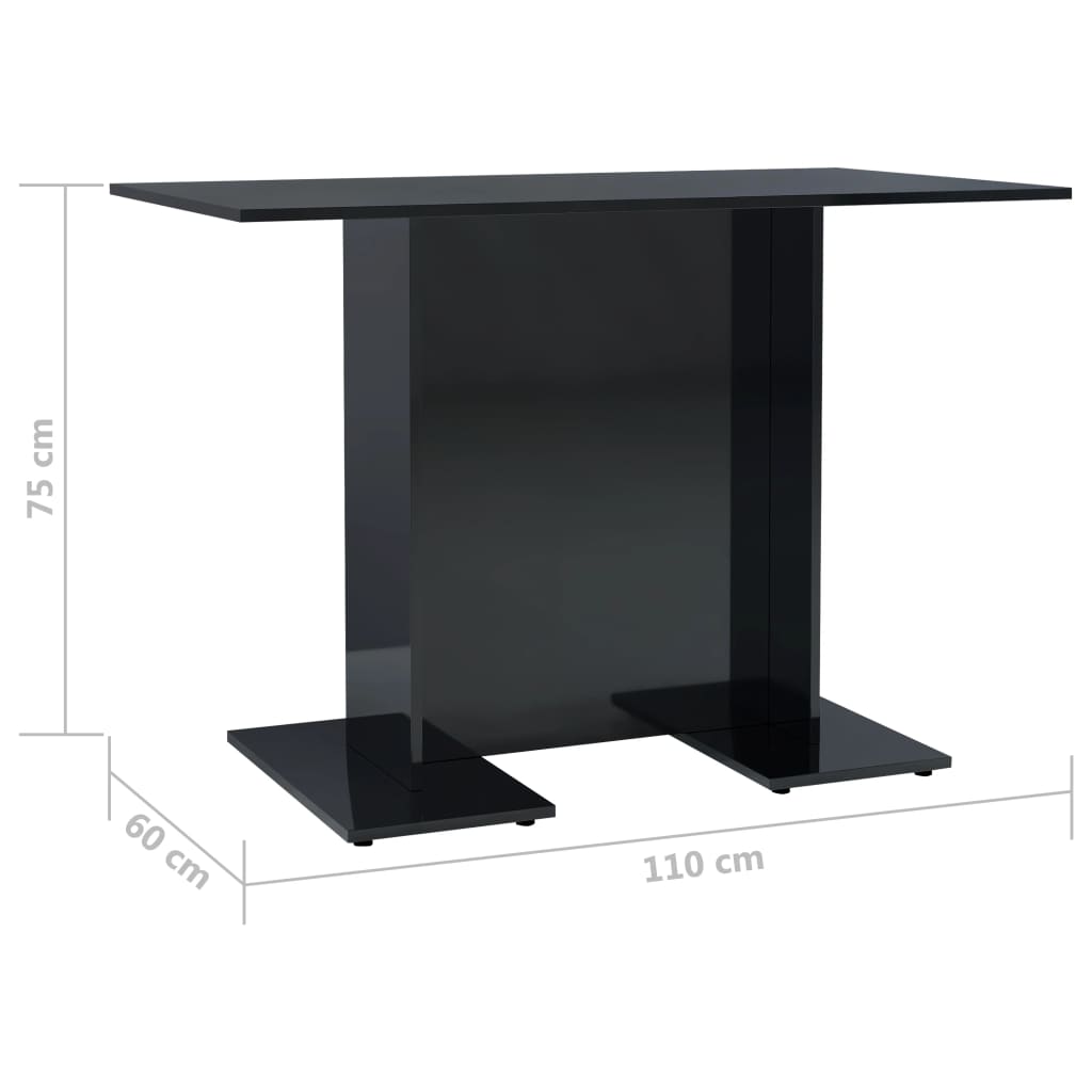 Dining Table High Gloss Black 110x60x75 cm Chipboard