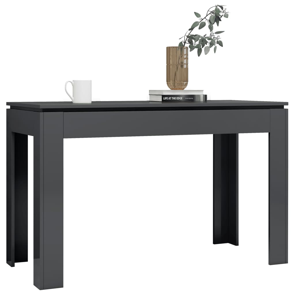Dining Table High Gloss Grey 120x60x76 cm Chipboard