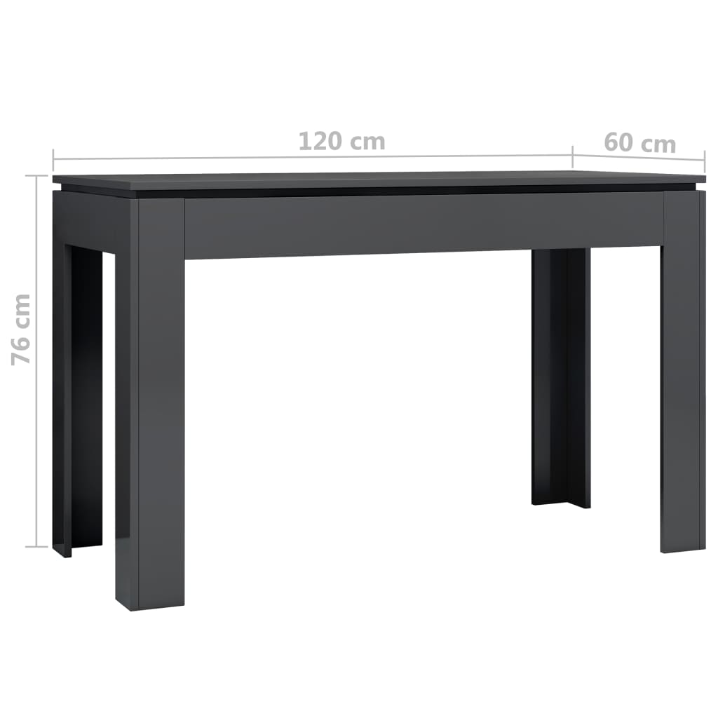Dining Table High Gloss Grey 120x60x76 cm Chipboard
