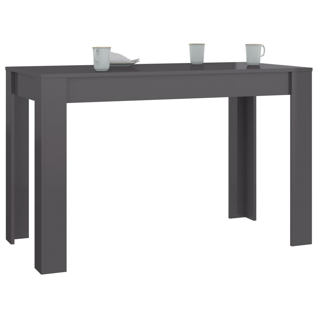 Dining Table High Gloss Grey 120x60x76 cm Chipboard