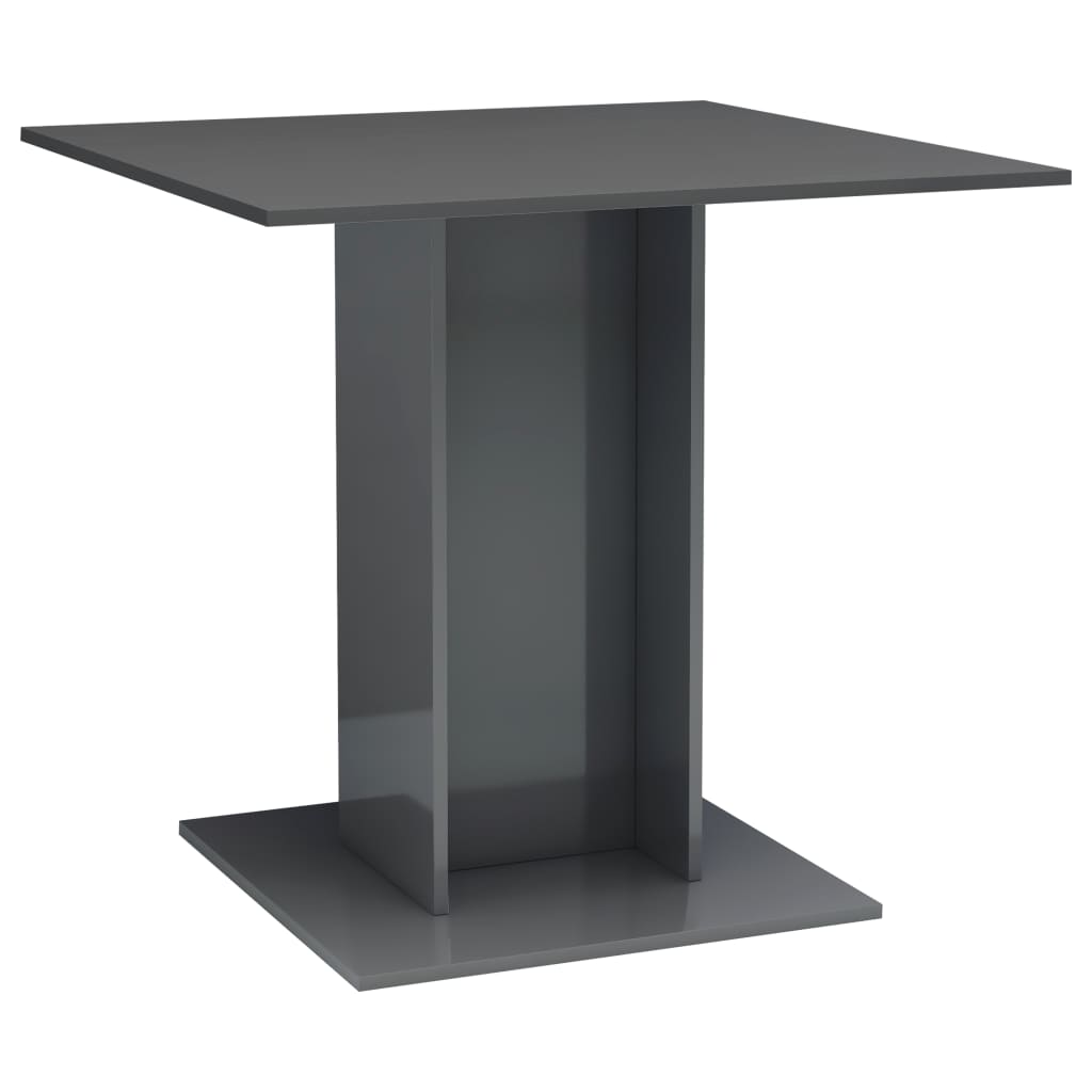 Dining Table High Gloss Grey 80x80x75 cm Chipboard