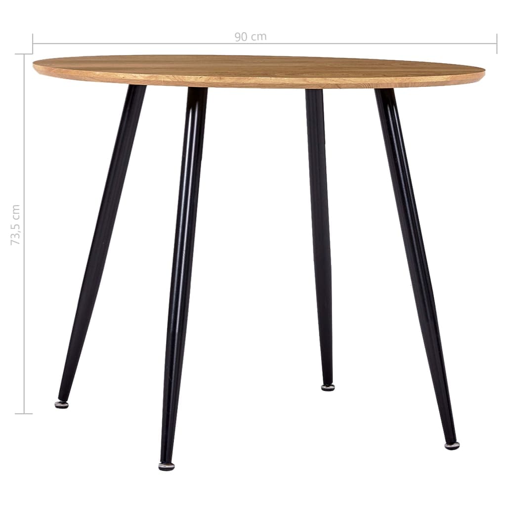 Dining Table Oak and Black 90x73.5 cm MDF