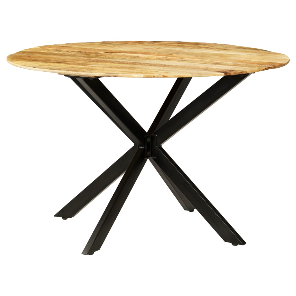 Dining Table Solid Rough Mango Wood and Steel 120x77 cm