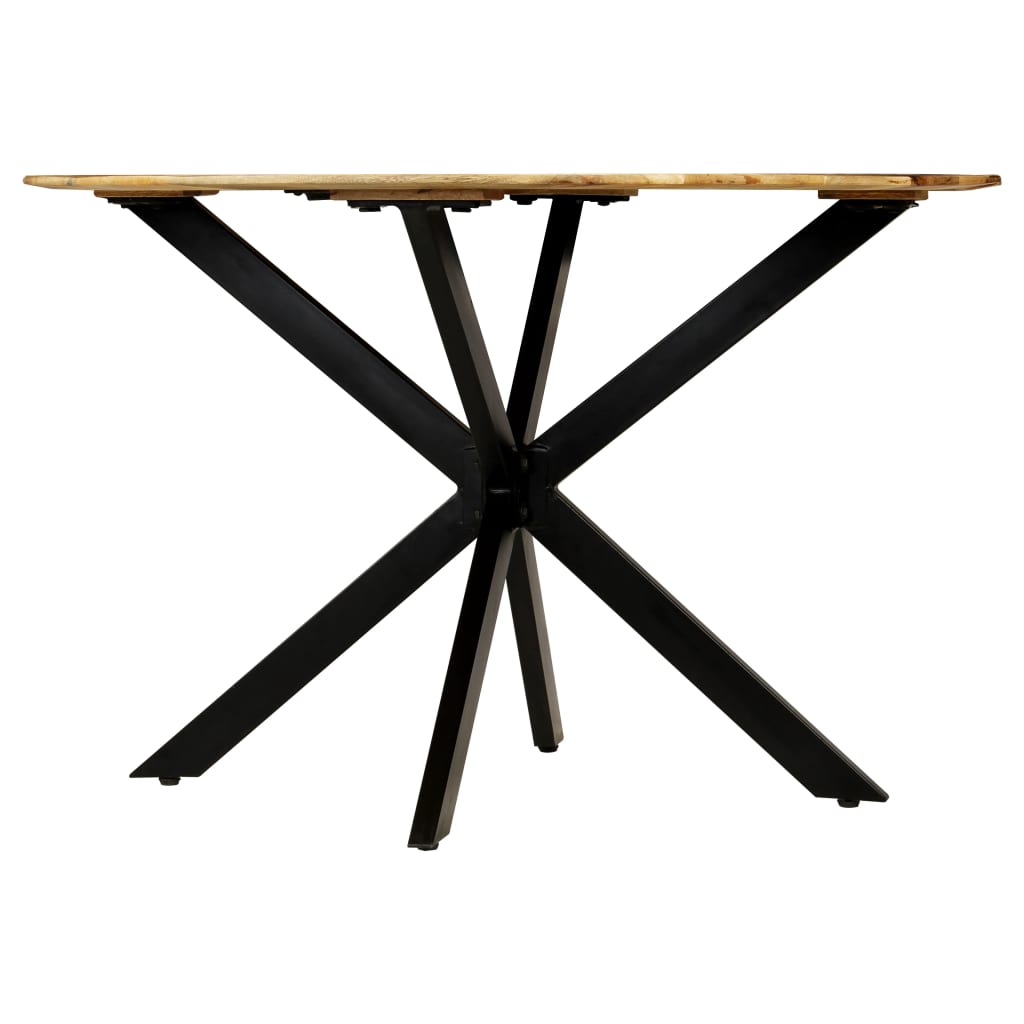 Dining Table Solid Rough Mango Wood and Steel 120x77 cm