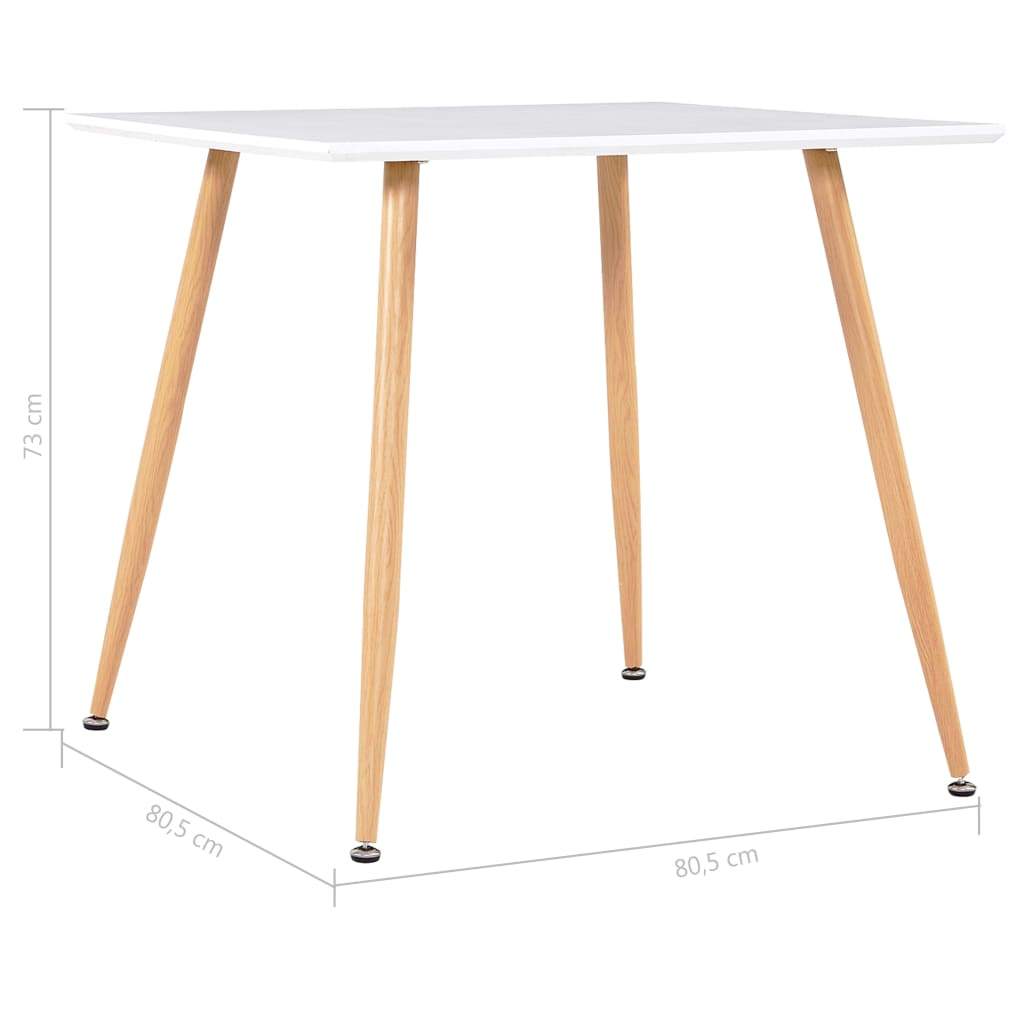 Dining Table White and Oak 80.5x80.5x73 cm MDF