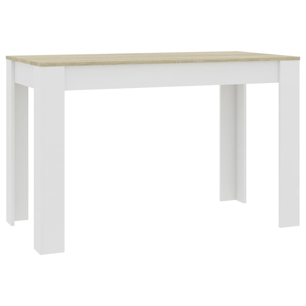 Dining Table White and Sonoma Oak 120x60x76 cm Chipboard