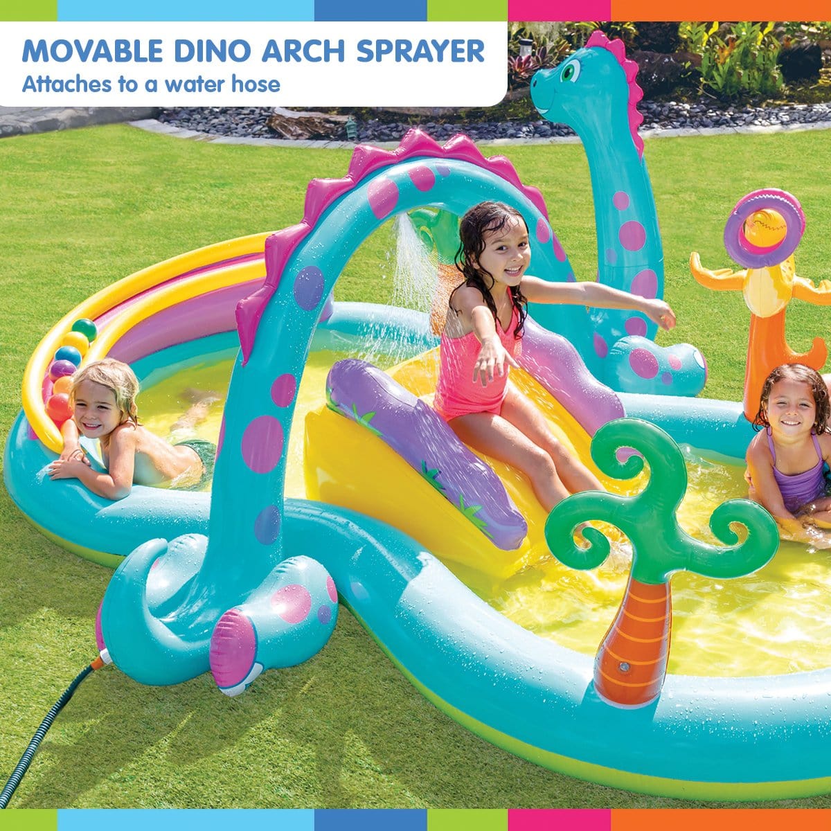 Dinoland Play Centre Inflatable Kids Pool with Slide