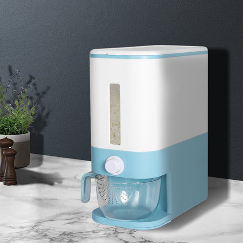 Kitchen Supplies Dispenser Auto Grain Storage Box Food Flour Container 12L Blue