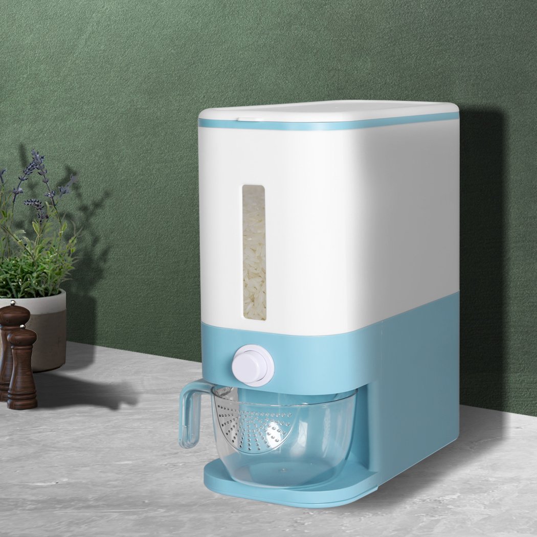 Kitchen Supplies Dispenser Auto Grain Storage Box Food Flour Container 12L Blue