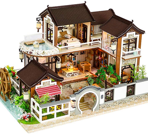 Dollhouse Miniature With Furniture Kit Plus Dust Proof And Music Movement - Chinese Style Courtyard