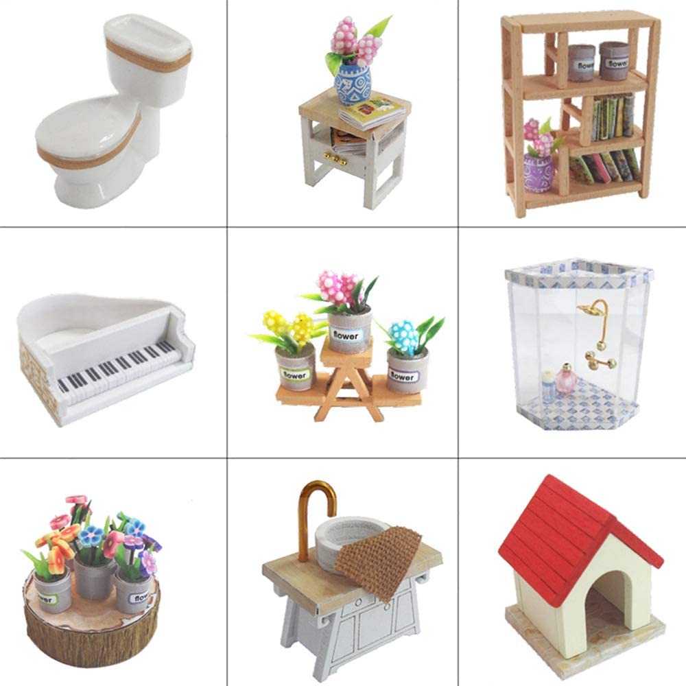 Dollhouse Miniature With Furniture Kit Plus Dust Proof And Music Movement - Chinese Style Courtyard