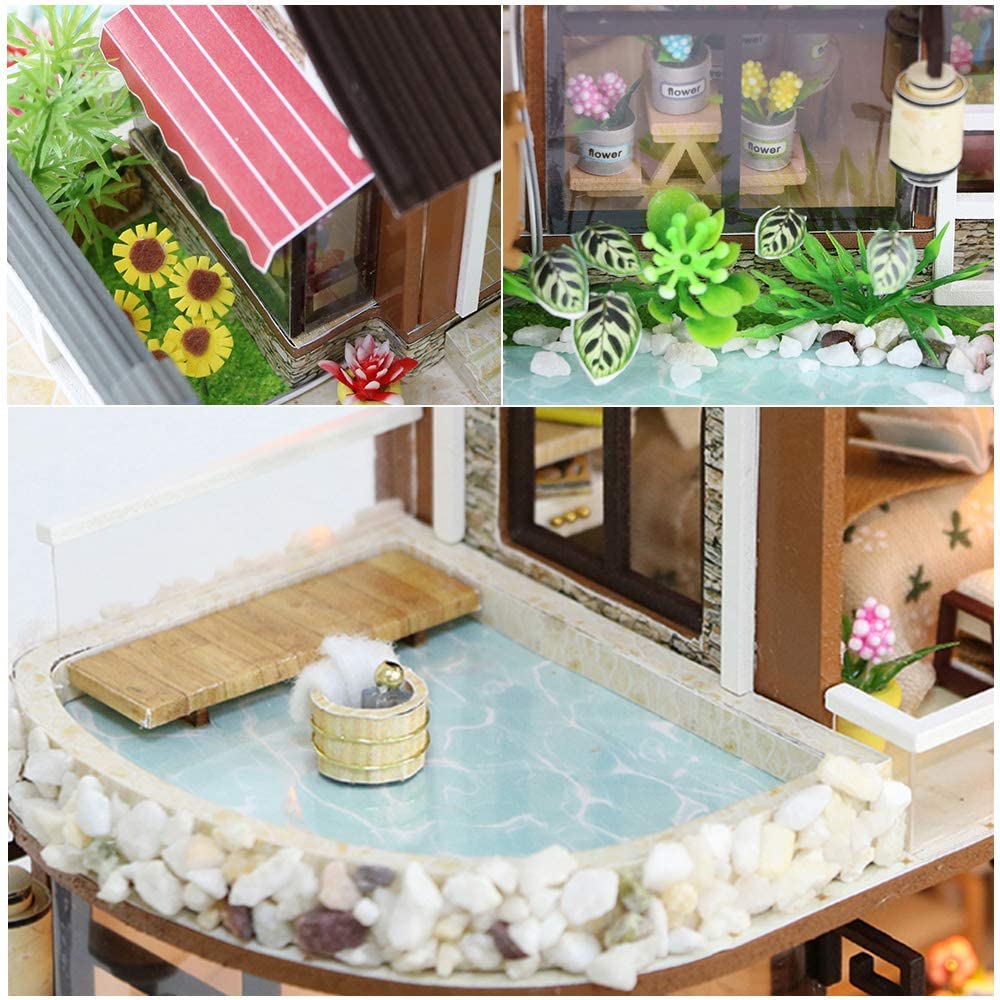 Dollhouse Miniature With Furniture Kit Plus Dust Proof And Music Movement - Chinese Style Courtyard