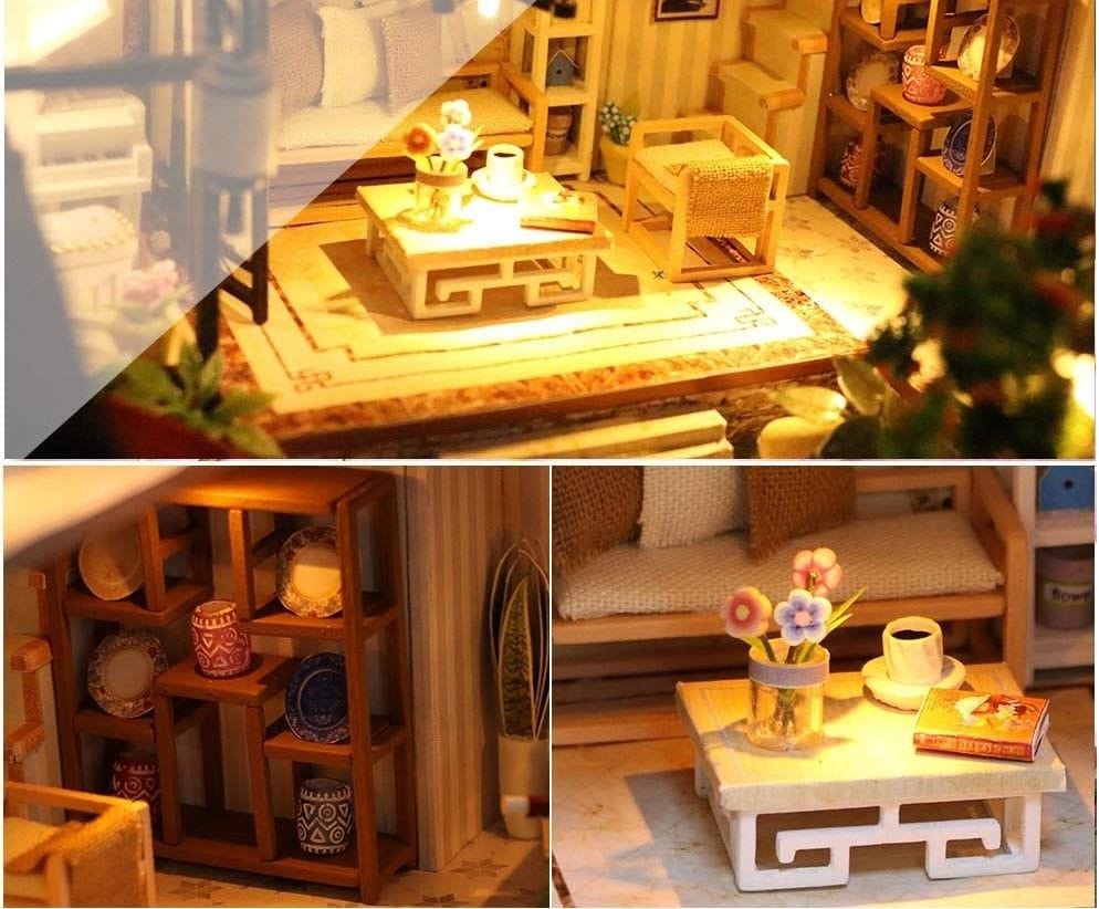 Dollhouse Miniature With Furniture Kit Plus Dust Proof And Music Movement - Chinese Style Courtyard