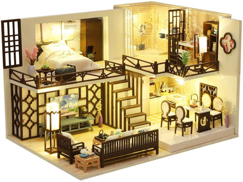 Dollhouse Miniature With Furniture Kit Plus Dust Proof And Music Movement - Creative Room