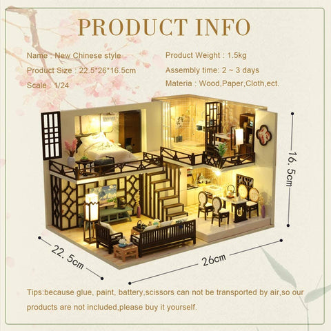 Dollhouse Miniature With Furniture Kit Plus Dust Proof And Music Movement - Creative Room