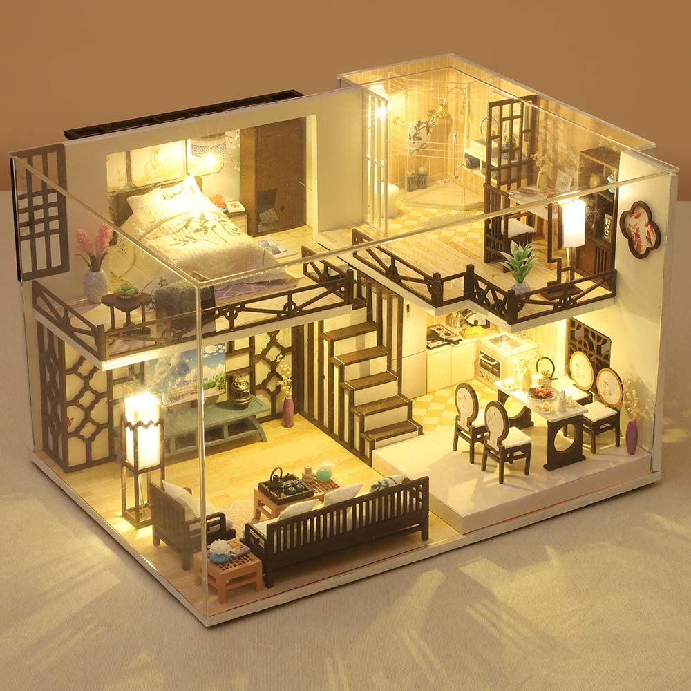 Dollhouse Miniature With Furniture Kit Plus Dust Proof And Music Movement - Creative Room
