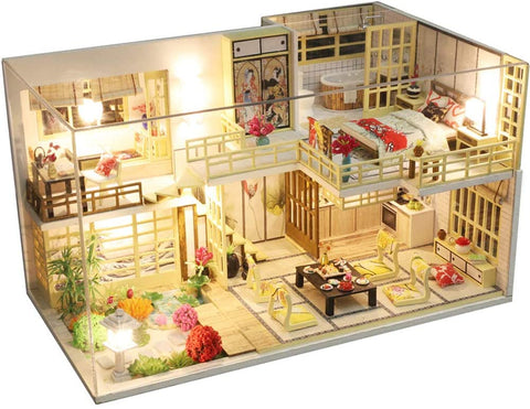 Dollhouse Miniature With Furniture Kit Plus Dust Proof And Music Movement - Japanese Apartment