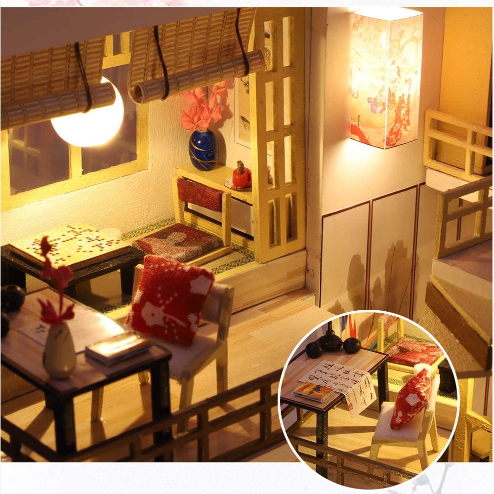 Dollhouse Miniature With Furniture Kit Plus Dust Proof And Music Movement - Japanese Apartment
