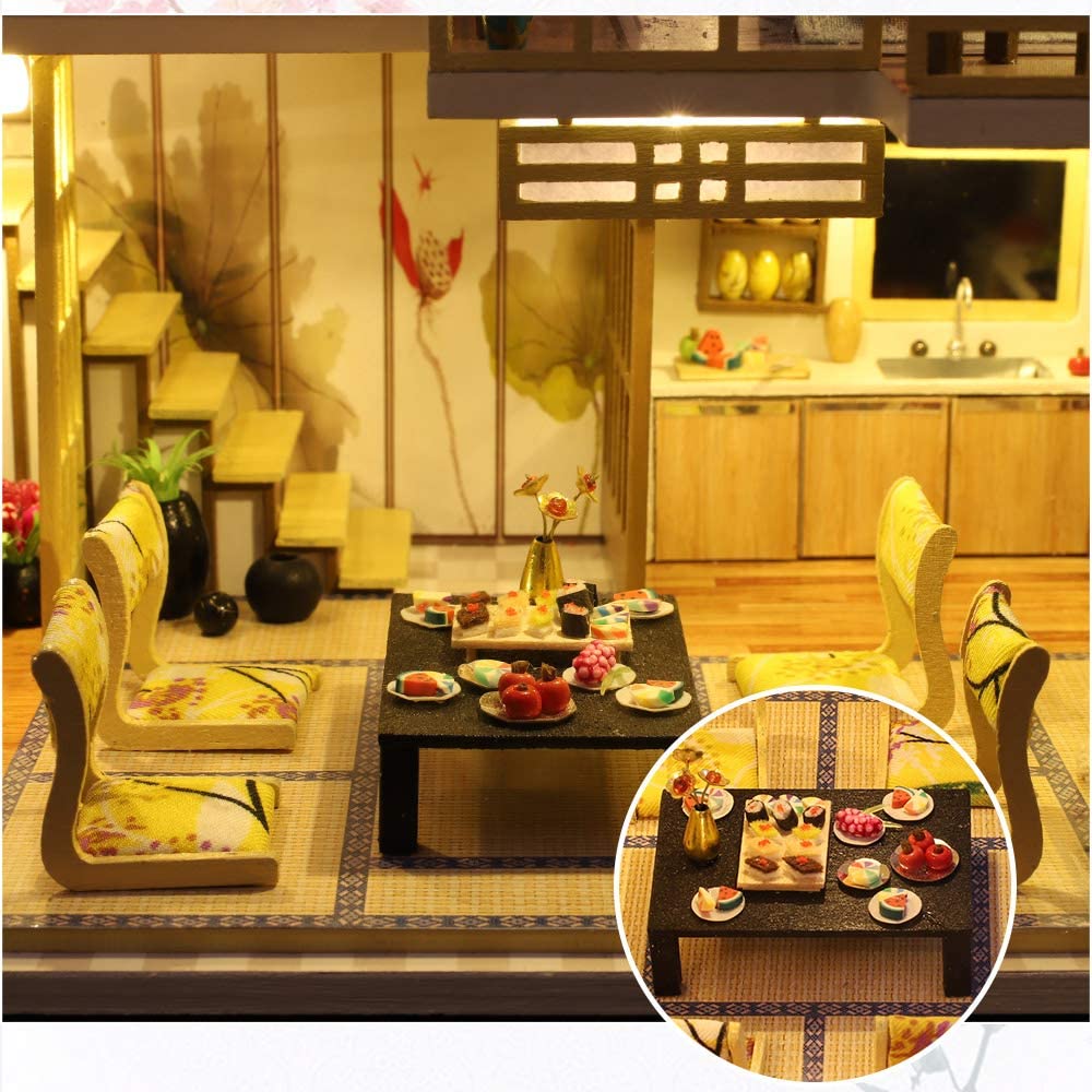 Dollhouse Miniature With Furniture Kit Plus Dust Proof And Music Movement - Japanese Apartment