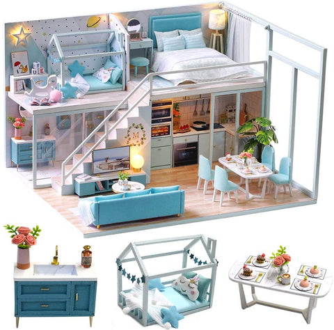 Dollhouse Miniature With Furniture Kit Plus Dust Proof And Music Movement - Poetic Life