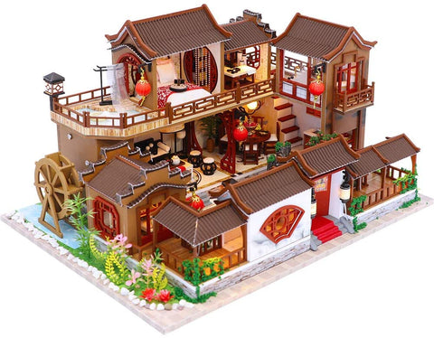 Dollhouse Miniature With Furniture Kit Plus Dust Proof And Music Movement - Tang Dynasty Town