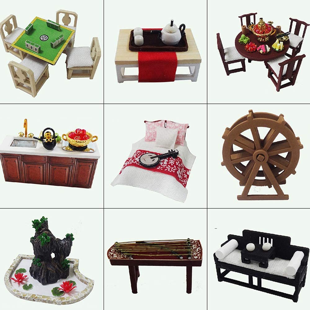 Dollhouse Miniature With Furniture Kit Plus Dust Proof And Music Movement - Tang Dynasty Town