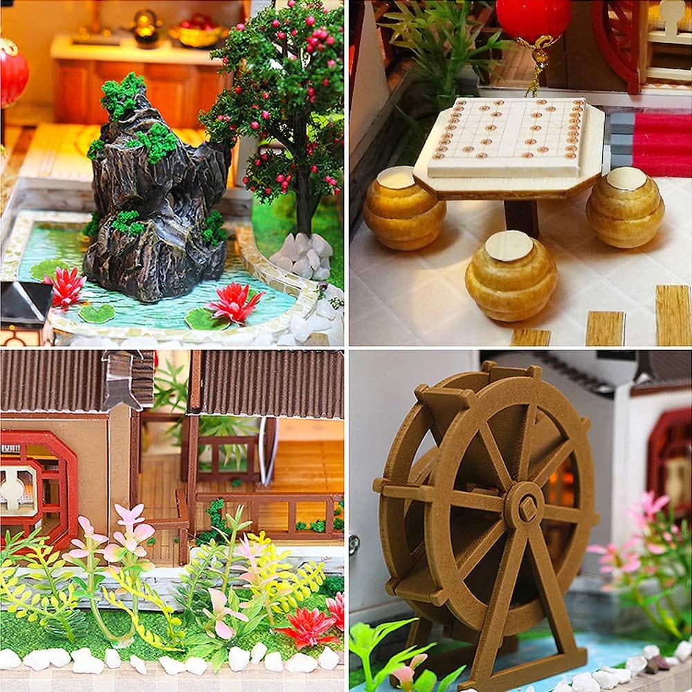 Dollhouse Miniature With Furniture Kit Plus Dust Proof And Music Movement - Tang Dynasty Town