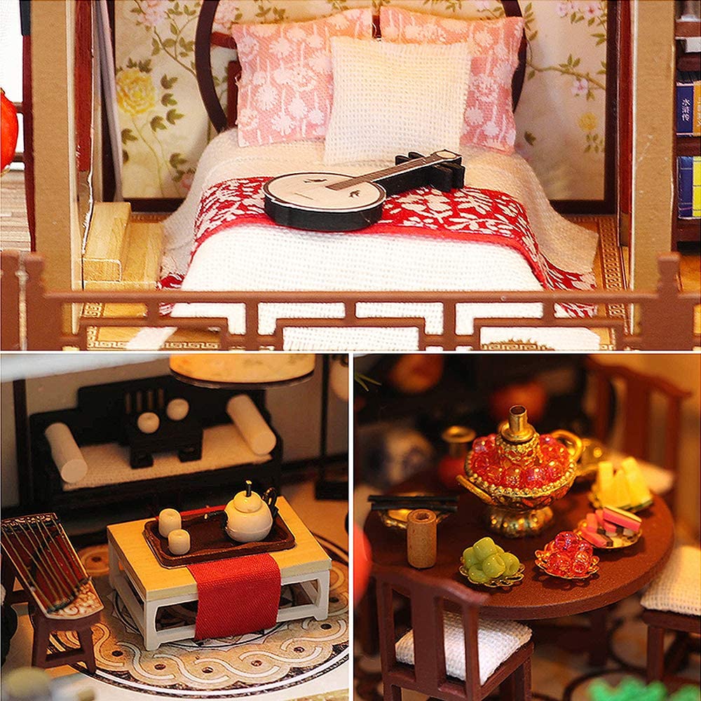 Dollhouse Miniature With Furniture Kit Plus Dust Proof And Music Movement - Tang Dynasty Town