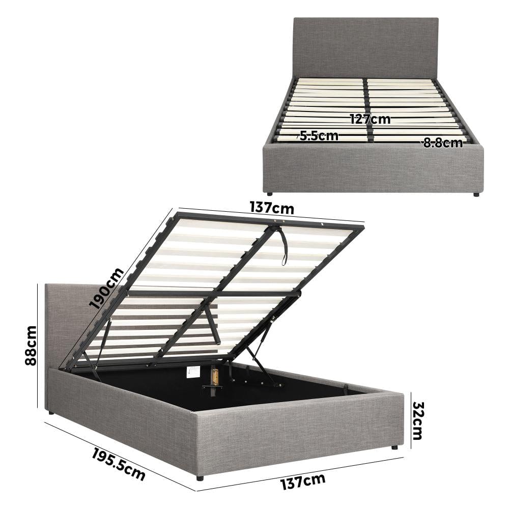 Double Bed Frame with Gas Lift and Storage Space Mattress Base