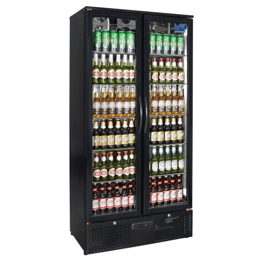 Double Door Commercial 458ltr Upright Wine Bar Fridge Black