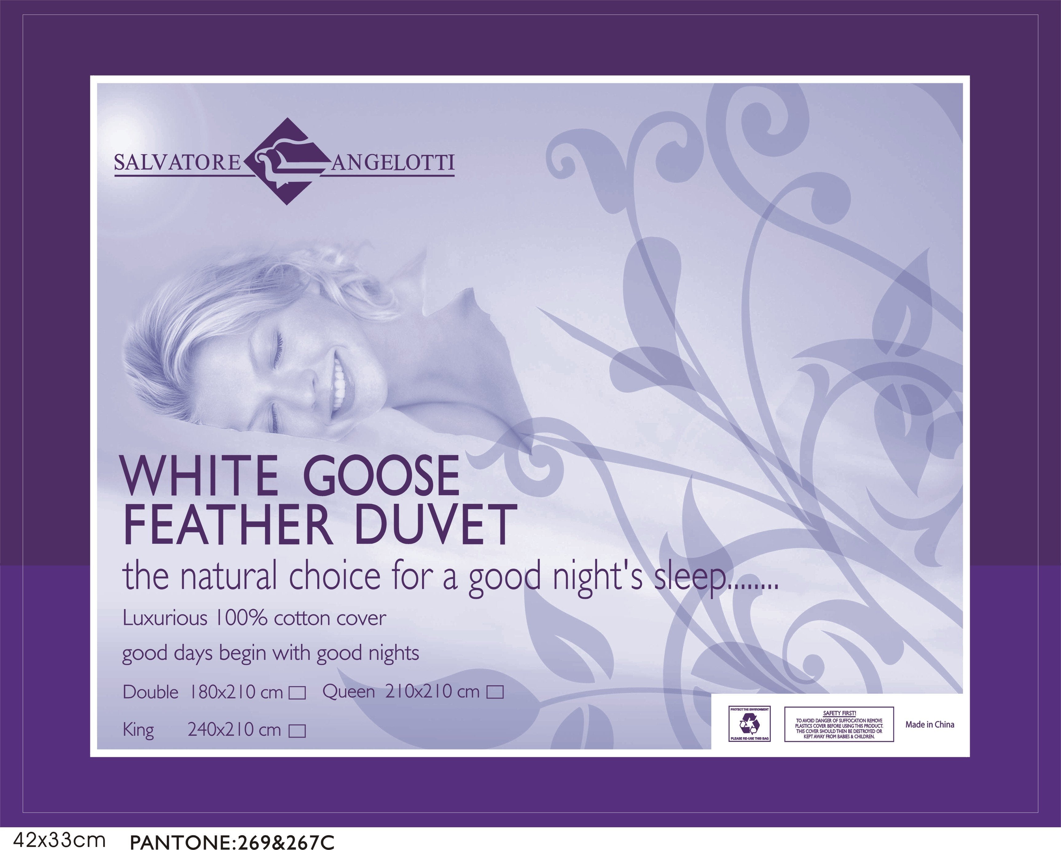 Bedding Double Quilt - 100% White Goose Feather