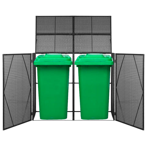Double Wheelie Bin Shed Black Poly Rattan