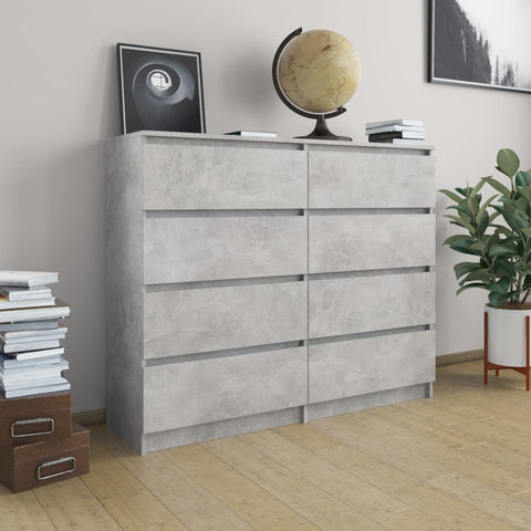 Drawer Sideboard Concrete Grey 120x35x97 cm Chipboard