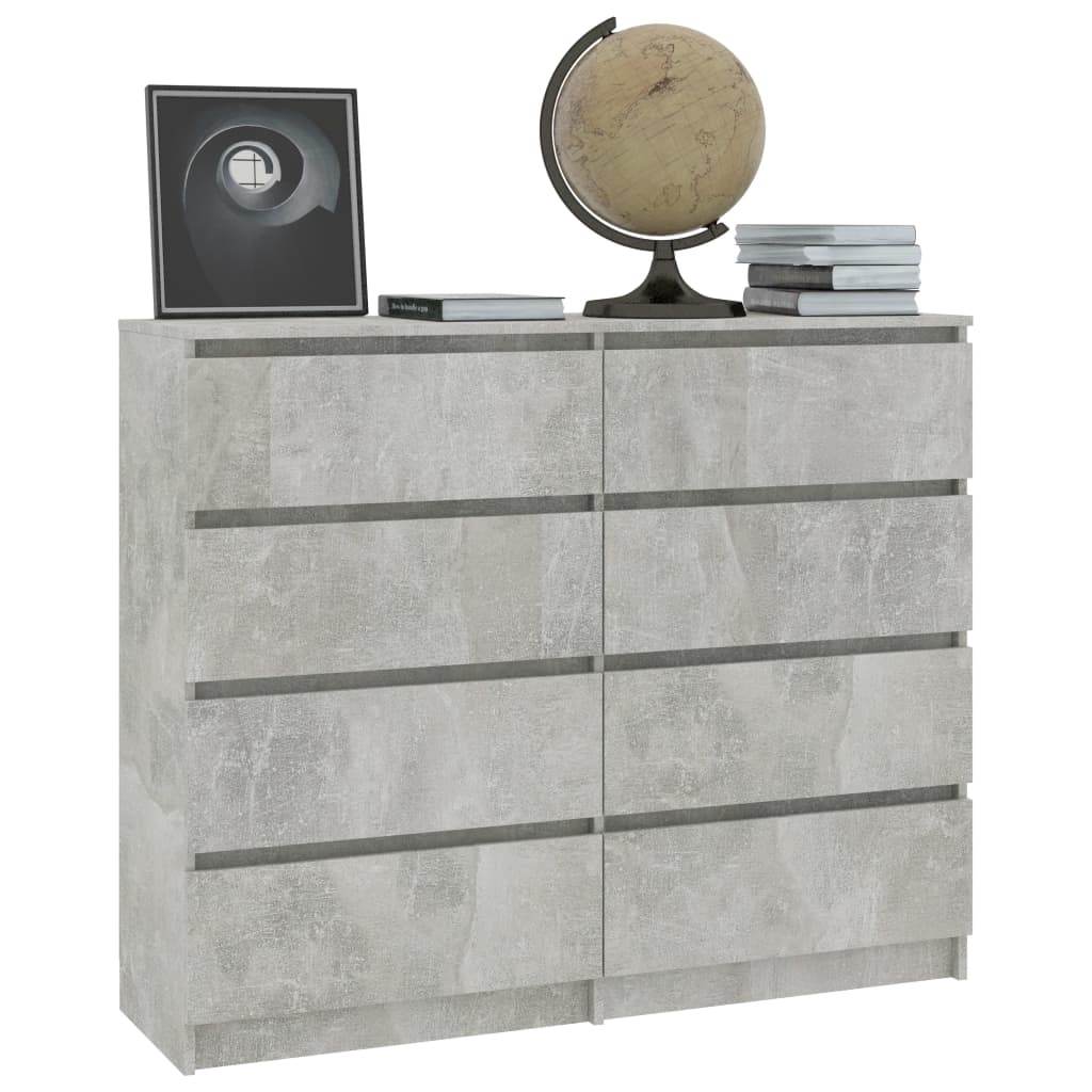 Drawer Sideboard Concrete Grey 120x35x97 cm Chipboard