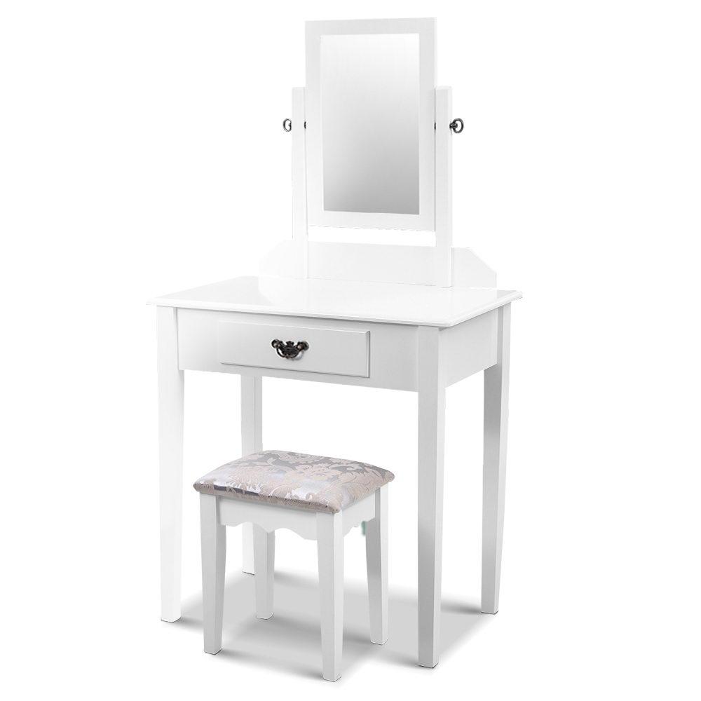 Bedroom Dressing Table Stool Set Makeup Mirror Jewellery Cabinet Drawer Organizer