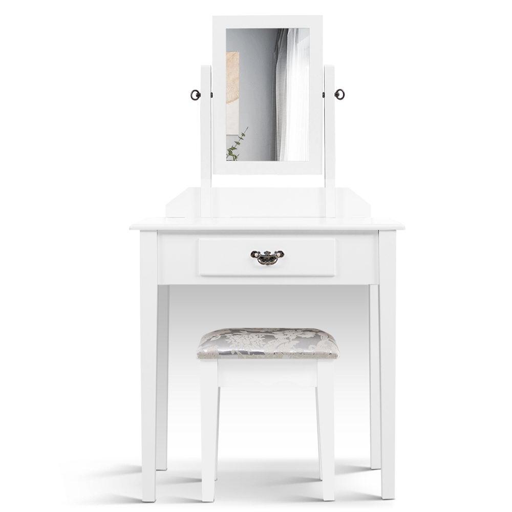 Bedroom Dressing Table Stool Set Makeup Mirror Jewellery Cabinet Drawer Organizer