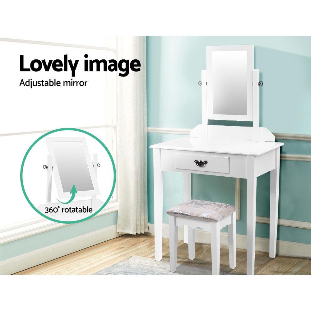 Bedroom Dressing Table Stool Set Makeup Mirror Jewellery Cabinet Drawer Organizer