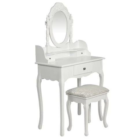 Dressing Table with Mirror and Stool White