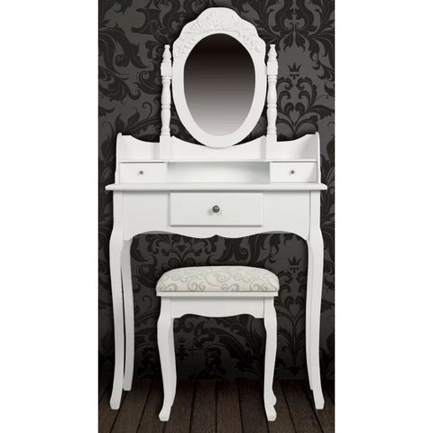 Dressing Table with Mirror and Stool White