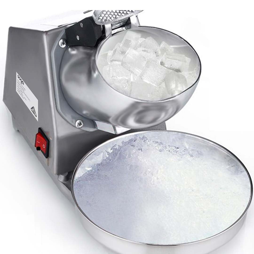 Ice Maker Dual Blade Ice Shaver Electric Stainless Steel Ice Crusher Slicer Machine Commercial