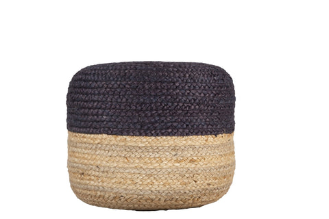 Dual Color Jute Pouf NAT/ Blue